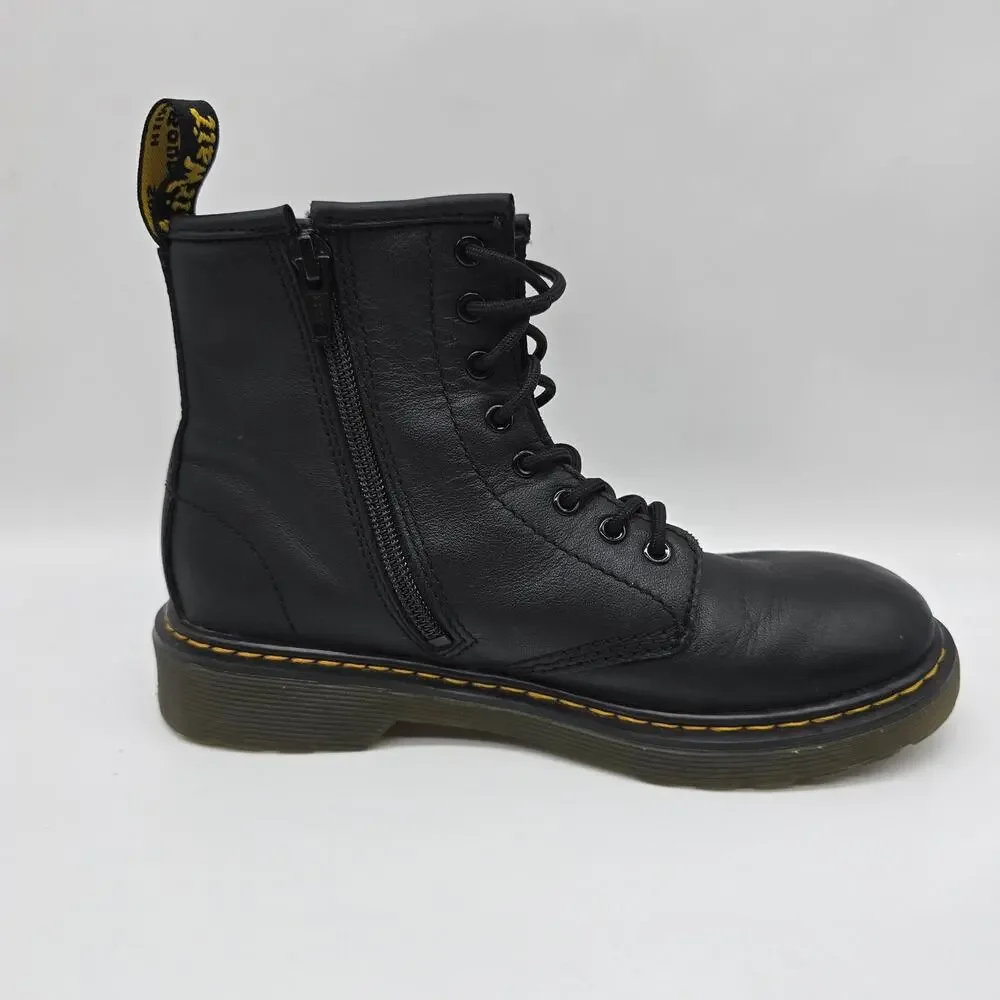Dr. Martens Kids' Leather Combat Ankle Boots Outdoor Streetwear Black Size 3